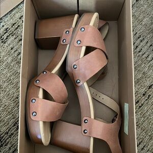 Women's Brown Leather Platform Sandals